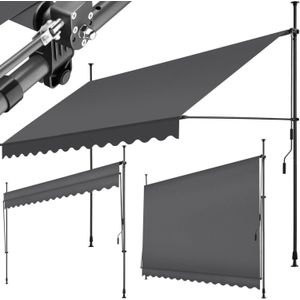 Klemluifel met zwengel, in hoogte verstelbaar - 350 x 180 cm, zwart / grijs