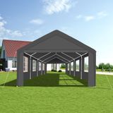 tectake® - XXL Partytent tuinpaviljoen Mammut 8x4m - Grote kijkvensters - grijs - 404973