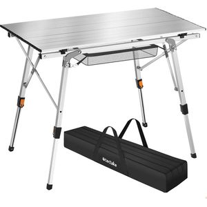 tectake®- Aluminium campingtafel kampeertafel klaptafel tuintafel- opvouwbaar - in hoogte verstelbaar - zilverkleurig - 404982