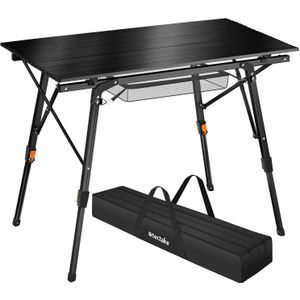 tectake®- Aluminium campingtafel kampeertafel klaptafel tuintafel- opvouwbaar - in hoogte verstelbaar - zwart - 404983