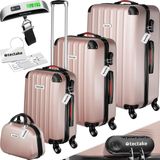 Tectake®- Kofferset Handbagage Reiskoffers Beautycase Trolley Cleo - 4-delig met Bagageweger