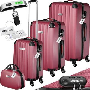 tectake® - reiskoffers - Kofferset Cleo 4-delig met bagageweger - rood