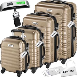 tectake® - Kofferset Mila 4-delig met bagageweegschaal en bagagelabel - champagne