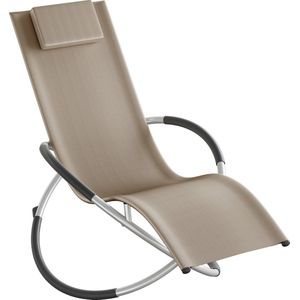 tectake® Outdoor schommelstoel - Opvouwbaar - Weerbestendige ligstoel - Relaxligstoel - Draagvermogen tot 150 kg - Ergonomische relaxstoel - Tuinmeubilair - Balkon of terras - Diverse kleuren - Beige