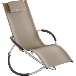 tectake® - ligstoel ligbed zonnebed - ergonomisch, opvouwbaar - Draagkracht 150 kg - beige -