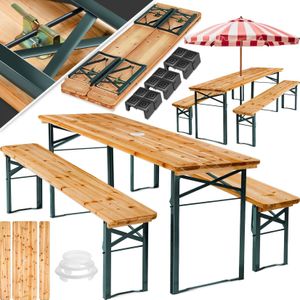 tectake® Biertafelset Ludwig - 3-delig - Opvouwbaar - Staal - Hout