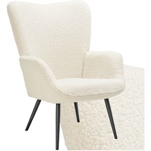 Fauteuil Hygge - BouclÃ© CrÃ¨me/Zwart - Ergonomisch - Draagkracht 150 kg