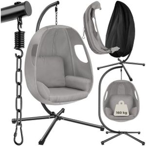 Hangstoel Anika met frame en kussen 160 kg - lichtgrijs