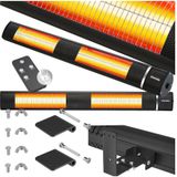 tectake® Infrarotheizstrahler , 3 Leistungsstufen, 1000, 2000 und 3000 W, Aluminiumgehäuse, neigbar, einfache Montage, 95 x 11 x 10,5 cm