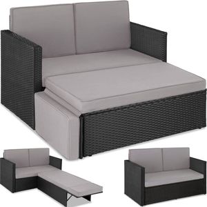 Wicker loungesofa Corfu - zwart / grijs