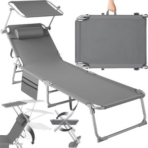 Ligbed Chloé 4-niveaus, hoofdkussen en tas - grijs