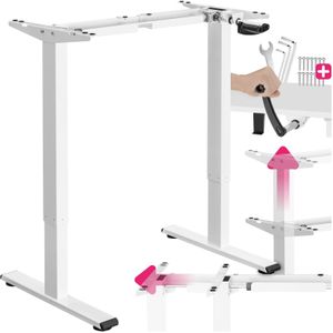 tectake® In Hoogte Verstelbaar Bureau - Bureauonderstel - Wit - Metaal