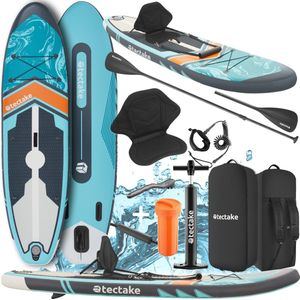 tectake® Stand-Up Paddle Board, 2in1, aus Drop-Stitch Material, Belastbarkeit 200 kg, 288 x 77 x 22,5 cm