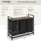 tectake - Wassorteerder - Wasmand - 3 Vakken - Industriële Stijl - 34x93,5x72cm