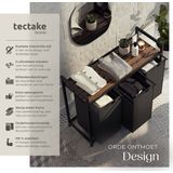 tectake - Wassorteerder - Wasmand - 3 Vakken - Industriële Stijl - 34x93,5x72cm