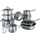 Tectake Pannenset Turin 15-dlg - Roestvrij Staal - Zilver - Geschikt voor Inductie