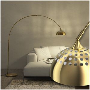 tectake® Retro design Booglamp - Staande Vloerlamp - goudkleur