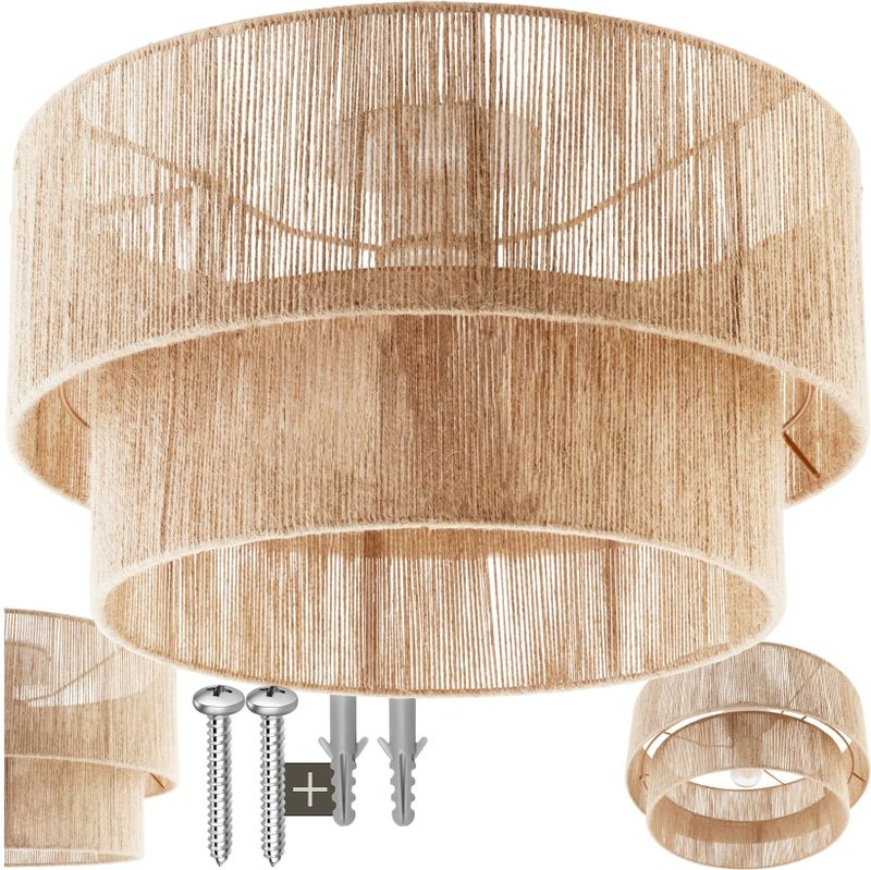 tectake® Plafondlamp Boho - Hanglamp van Jute - 40W - Decoratieve Verlichting