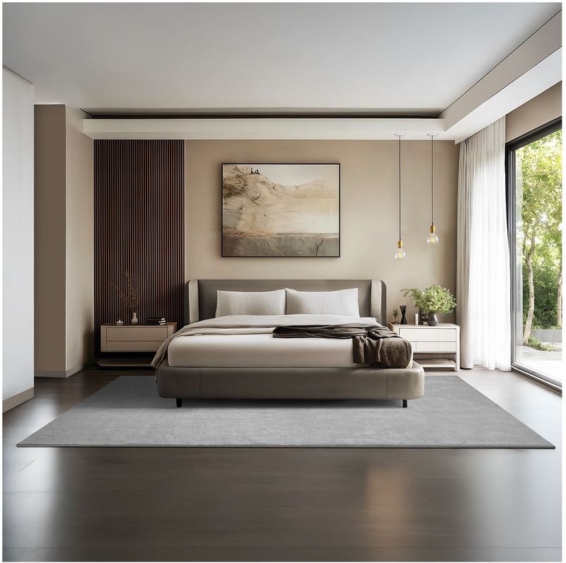 tectake® Kortpolig Vloerkleed - 200 x 290 cm - Grijs - Tapijt voor Woonkamer, Slaapkamer, Eetkamer - Onderhoudsvriendelijk en Wasbaar - Antislip Ondertapijt - Allergievriendelijk - Diverse maten en kleuren