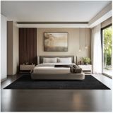 tectake® Kortpolig Vloerkleed - 200 x 290 cm - Zwart - Tapijt voor Woonkamer, Slaapkamer, Eetkamer - Onderhoudsvriendelijk en Wasbaar - Antislip Ondertapijt - Allergievriendelijk - Diverse maten en kleuren