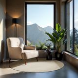 tectake - Soft Zone - Vloerkleed - Beige - Ø 120 cm, Laagpolig, Antislip Onderkant