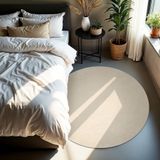 tectake - Soft Zone - Vloerkleed - Beige - Ø 120 cm, Laagpolig, Antislip Onderkant