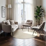 tectake - Soft Zone - Vloerkleed - Beige - Ø 120 cm, Laagpolig, Antislip Onderkant