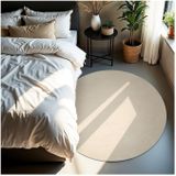 tectake - Soft Zone - Vloerkleed - Beige - Ø 120 cm, Laagpolig, Antislip Onderkant