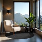 Soft Zone - Vloerkleed - Zwart - Kortpolig - Ø 120 cm