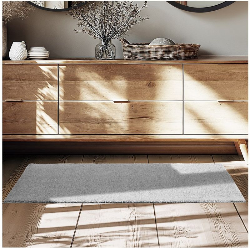 Tectake - Soft Zone - Vloerkleed - Grijs - 60 x 110 cm, Laagpolig, Antislip Onderkant