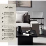 tectake® Laptoptafel met laadstation - Incl. stekkerdoos – C-Vormige computertafel - Bijzettafel - Nachtkastje - Met krantenstandaard en extra plankje - Zwart
