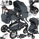 Combi-kinderwagen Mats, opvouwbaar, 5-puntsgordel - antraciet