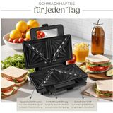 tectake Sandwichmaker Sandwichtoaster SK1000W, antihaftbeschichtet, hitzebeständig, 1000 W, hitzebeständiges Aluminium-Gehäuse, 1000 W