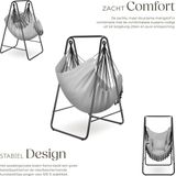 tectake® Hängesessel, 3 extra dicke Kissen, Belastbarkeit 160 kg, große Zierquasten, 85 x 100 x 154,5 cm
