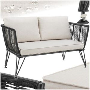 tectake® Wicker Loungebank - Stijlvolle Tuinbank met Dikke Kussens - Rope-Design