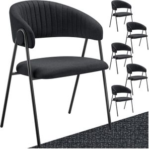 Eetkamerstoel Bedano, gestoffeerd, geweven stof, 150 kg - zwart, Set van 6