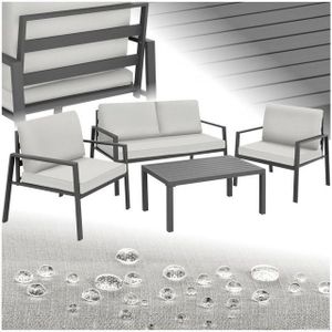 Tectake - Göteborg - Loungeset - Lichtgrijs - Aluminium - Waterafstotend