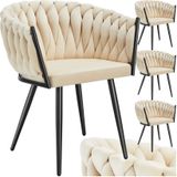 tectake® Set Esszimmerstuhl, gepolstert, mit Samtbezug, Knotendesign, schlanke Stahlbeine, 60,5 x 55 x 75 cm