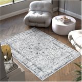 tectake - Aliya - Vloerkleed - Grijs - Laagpolig, Antislip, Wasbaar