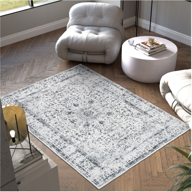 tectake - Aliya - Vloerkleed - Grijs - Laagpolig, Antislip, Wasbaar