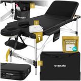 tectake® 3 Zones massagetafel - Behandeltafel incl. draagtas - 5 cm dikke vulling - Aluminium frame - 78 cm breed - 230kg draagvermogen - Incl. 15 hoofdsteundoekjes - Zwart