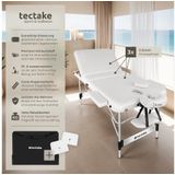 tectake® 3 Zones massagetafel - Behandeltafel incl. draagtas - 5 cm dikke vulling - Aluminium frame - 78 cm breed - 230kg draagvermogen - Incl. 15 hoofdsteundoekjes - Wit
