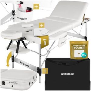 Tectake - Ko Tao - Massagetafel - Wit - 3 Zones, Aluminiumframe, Inklapbaar