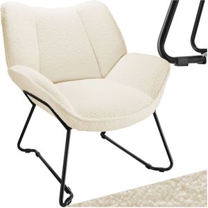 Tectake - Kjeld - Fauteuil - Crème-wit - Bouclé-stof - 120kg Draagkracht
