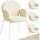 tectake® Stuhl, gepolstert mit Bouclé-Bezug, runde Stahlbeine, Belastbarkeit 120 kg, 61,5 x 62 x 90 cm