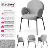 tectake® Stuhl, gepolstert mit Bouclé-Bezug, runde Stahlbeine, Belastbarkeit 120 kg, 61,5 x 62 x 90 cm