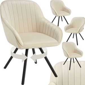tectake® Drehbarer Armlehnstuhl , gepolstert, in Samtoptik, 360° drehbar, schlanke Stahlbeine, 58 x 58 x 82 cm