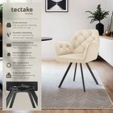 tectake® Drehbarer Samt-Armlehnstuhl, gepolstert, mit Steppmuster, 180° drehbar, schlanke Stahlbeine, 58 x 58 x 87 cm