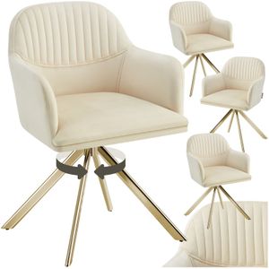 tectake® - Lona - Bureaustoel - Creme/goud - Fluweel - Set van 4