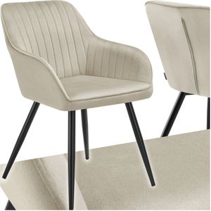 tectake® Esszimmerstuhl, gepolstert, in Samtoptik, gesteppt, schlanke Stahlbeine, 58 x 62 x 82 cm